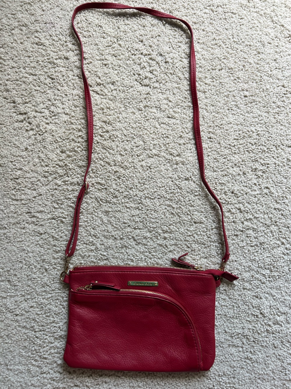 Emma Fox Red Leather Crossbody Bag with Adjustable Strap
